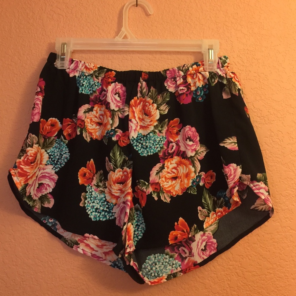 Floral Print High Waist Shorts