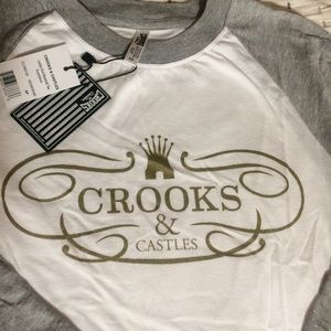 CROOKS & CASTLES women's 3/4 sleeve tee sz S