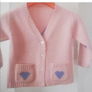 Seen in Vogue! Pink Cashmere Cardigan with hearts
