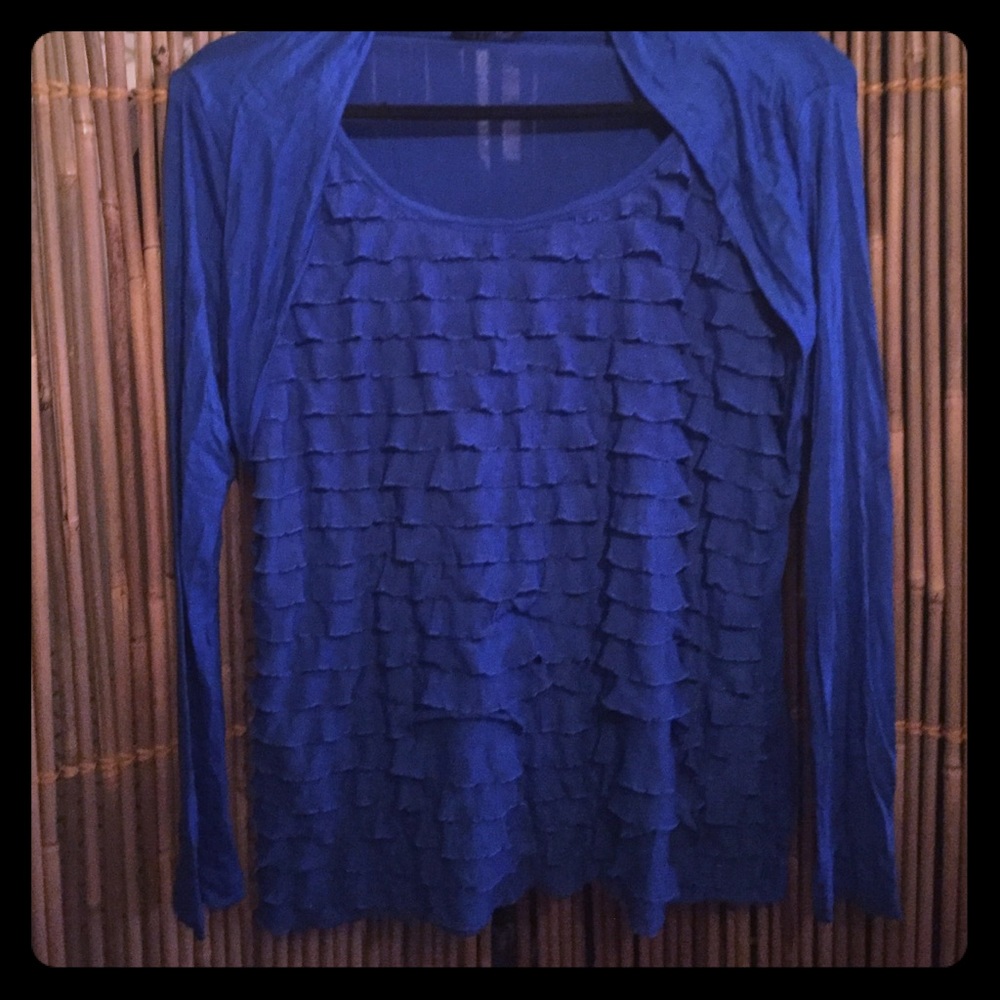 Double Take Royal blue ruffle top