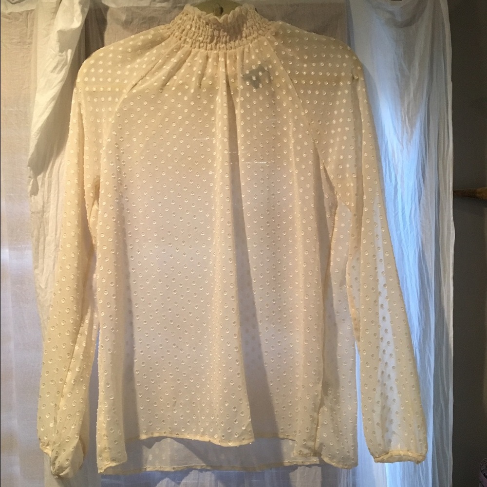 Smocked neck blouse