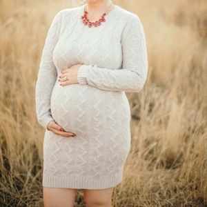 Ivory maternity cable knit sweater dress