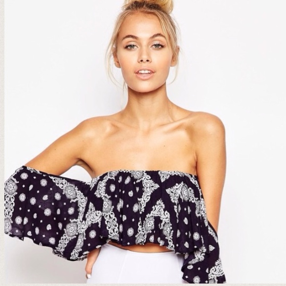 SURF GYPSY navy bandana print top