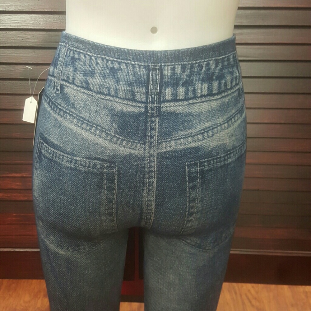 Dark blue jean looking Jeggings - Picture 3 of 4