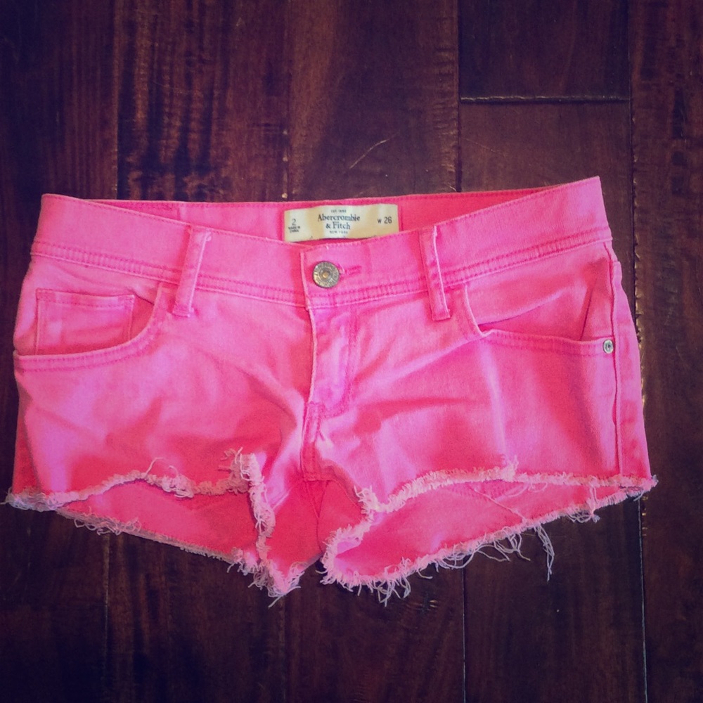 A&F hot pink denim shorts