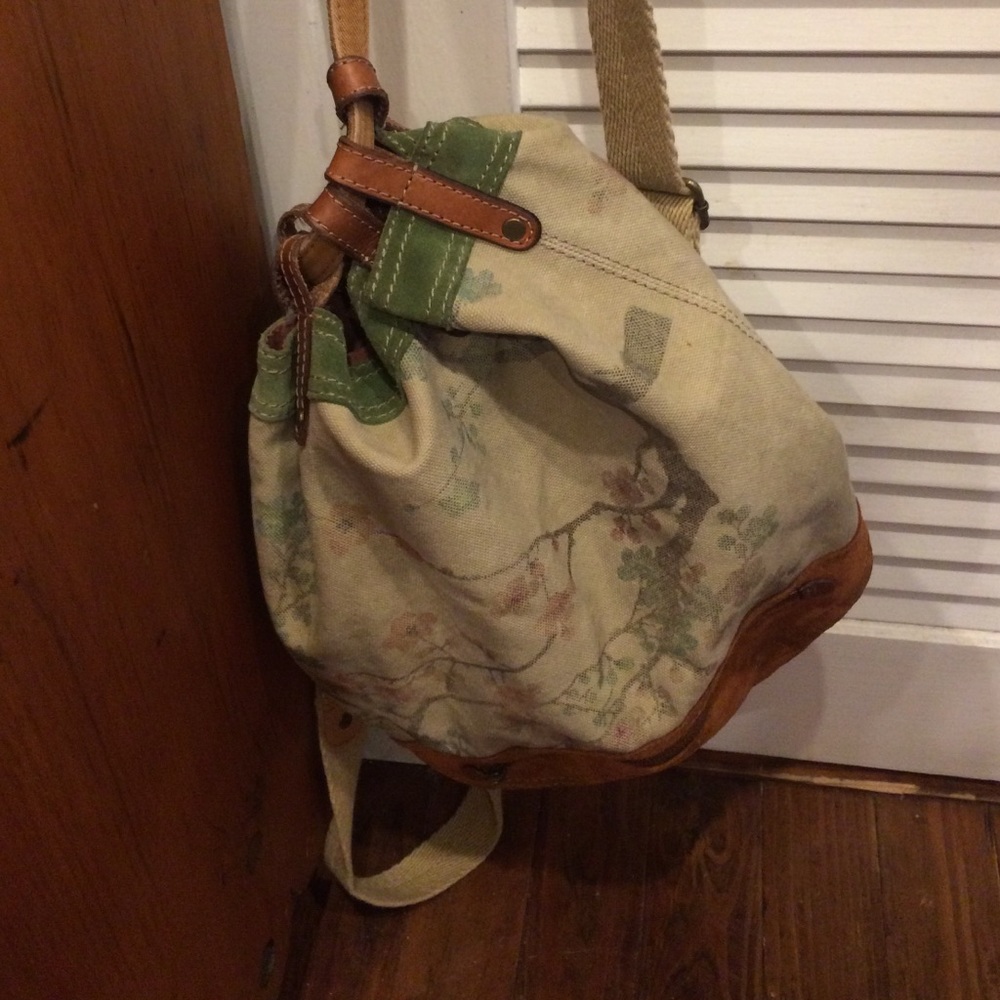 Lucky Brand canvas and suede backpack purse