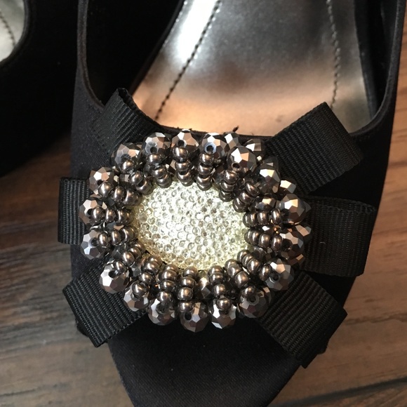 5" Apt 9 Black Peep-toe heel with rhinestones - Picture 2 of 4