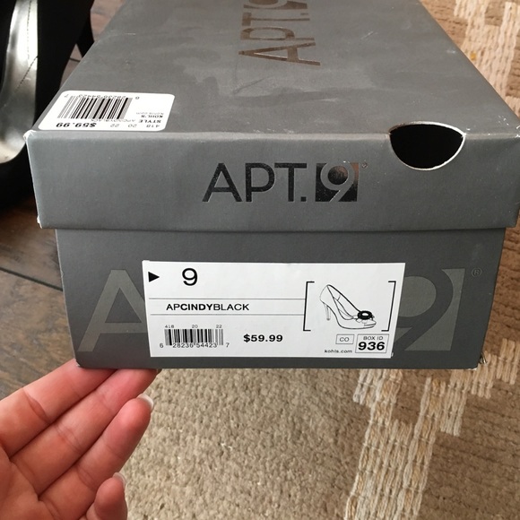 5" Apt 9 Black Peep-toe heel with rhinestones - Picture 3 of 4