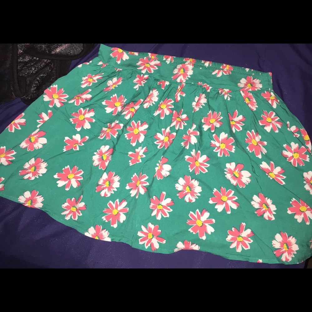 Green Floral Skirt