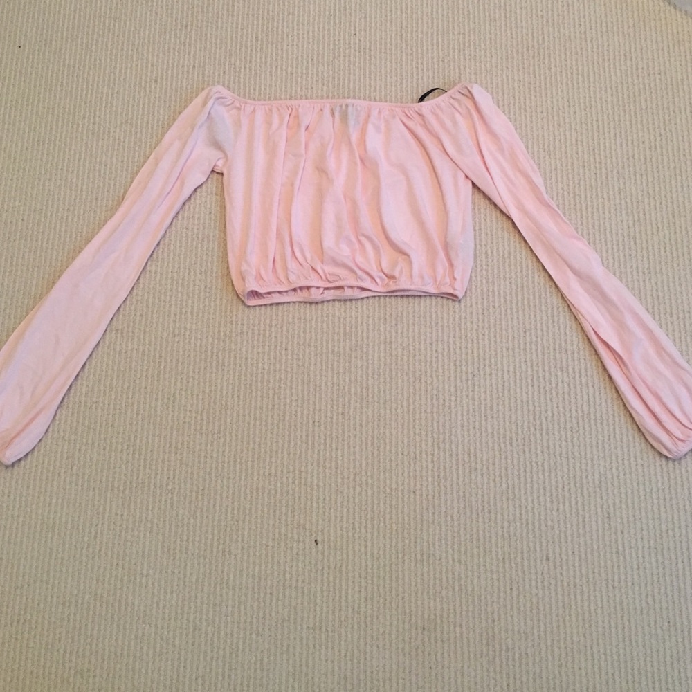 pink off the shoulder crop top
