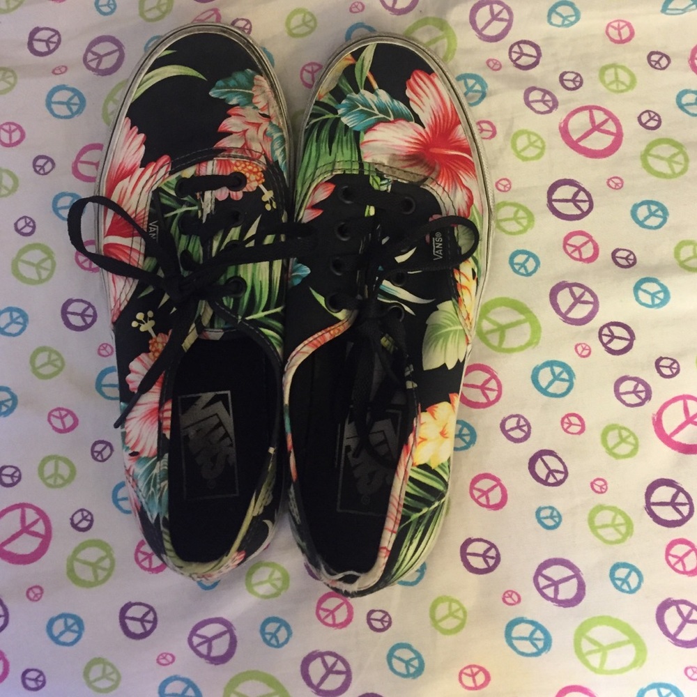 Black floral vans
