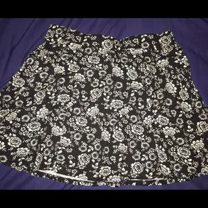 Black Floral Print Skirt
