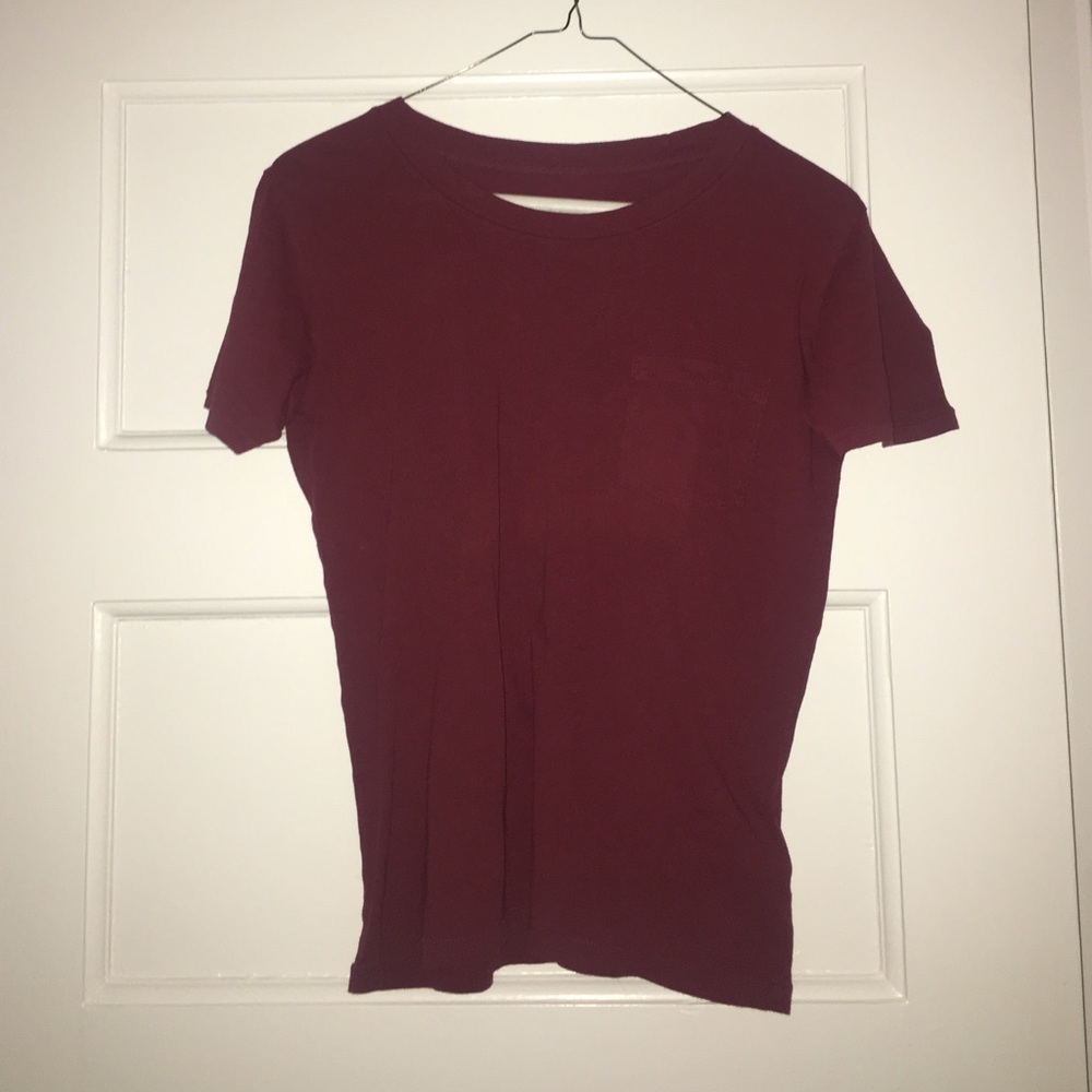 burgundy short sleeve shirt