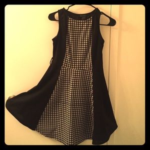Black and white houndstooth print dress
