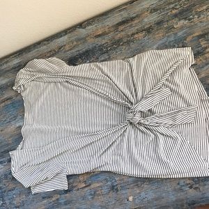 Black and white striped shirt with tie in back