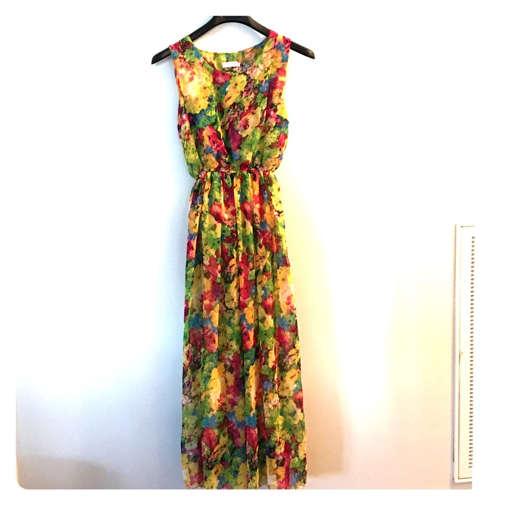 Sheer floral mid-length dress