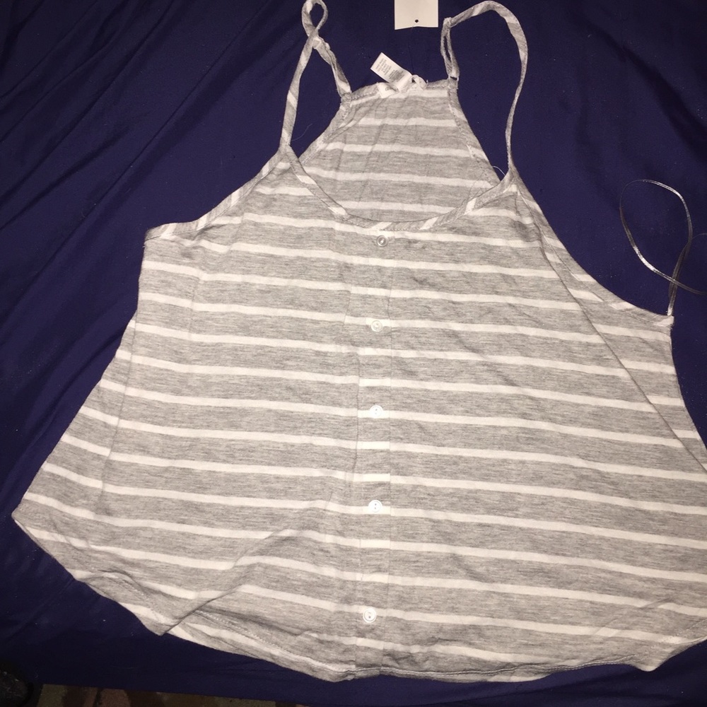 Gray and white tank top