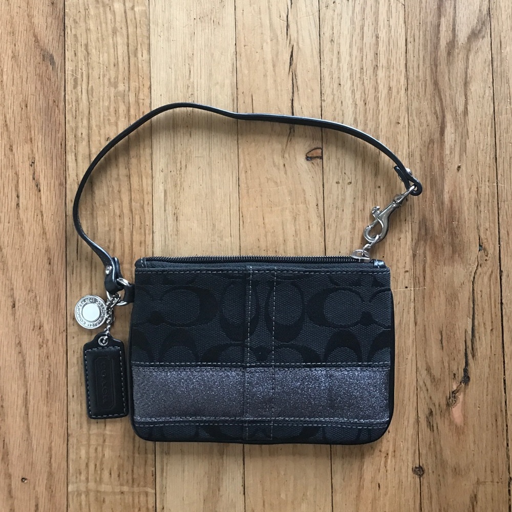 Black Signature Coach Wristlet