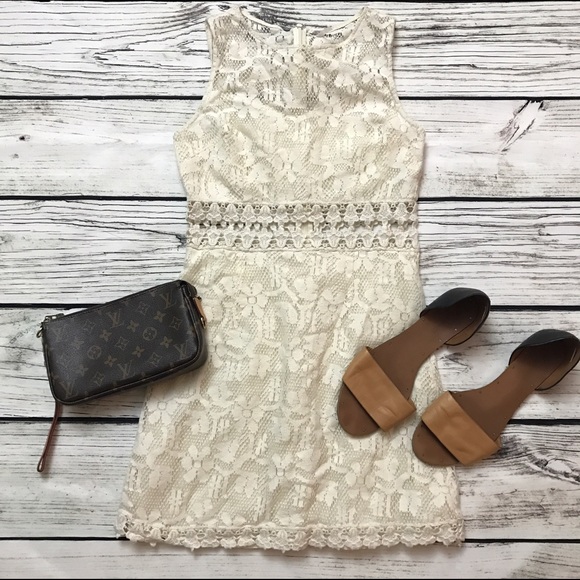 Free People Dresses & Skirts - FREE PEOPLE Ivory Lace Cut Out Skater Dress