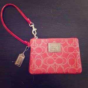 Red/Pink small Coach Wristlet