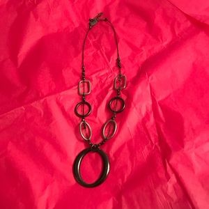 Gun metal and silver tone circle necklace
