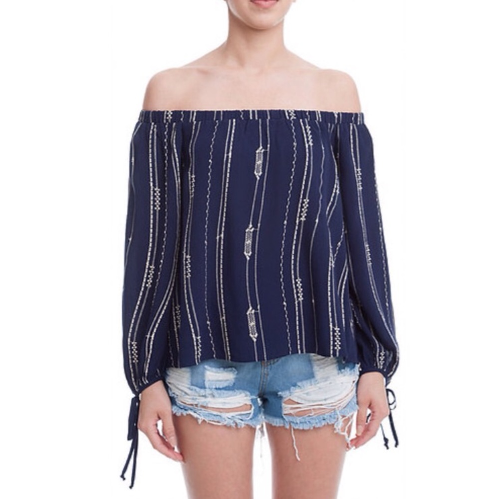  Embroidered Off the Shoulder Blouse