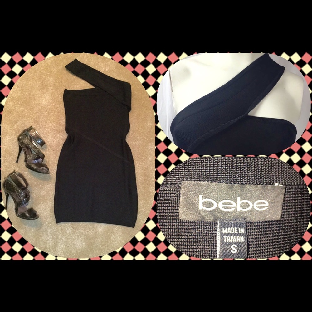 Bebe one shoulder bodycon bandage dress