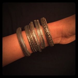 9 silver bangles from India