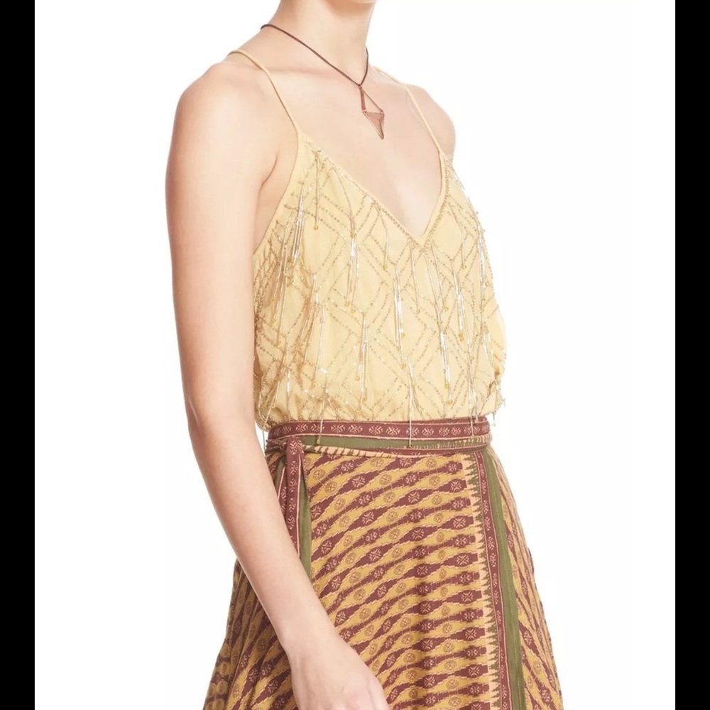 🎉FREE PEOPLE New Large Beaded Tank Top Shirt