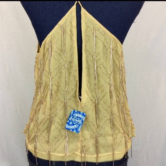 🎉FREE PEOPLE New Large Beaded Tank Top Shirt - Picture 3 of 4