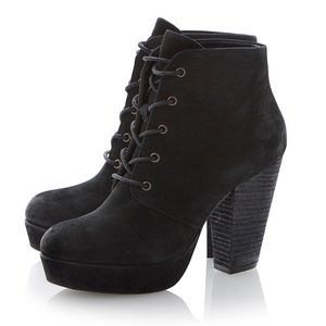 Steve Madden Black Suede High Heel Ankle Boots