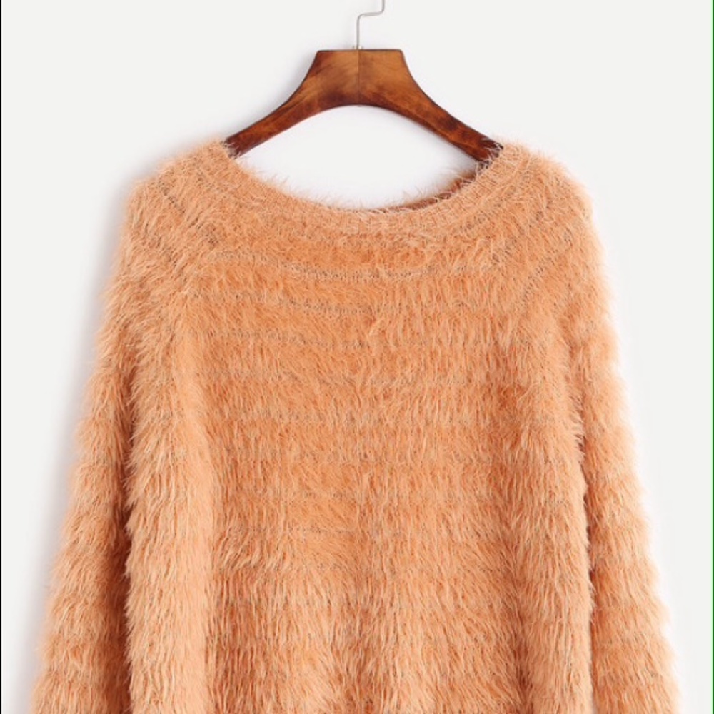 Oversized Orange Fuzzy Sweater - S - Picture 1 of 4