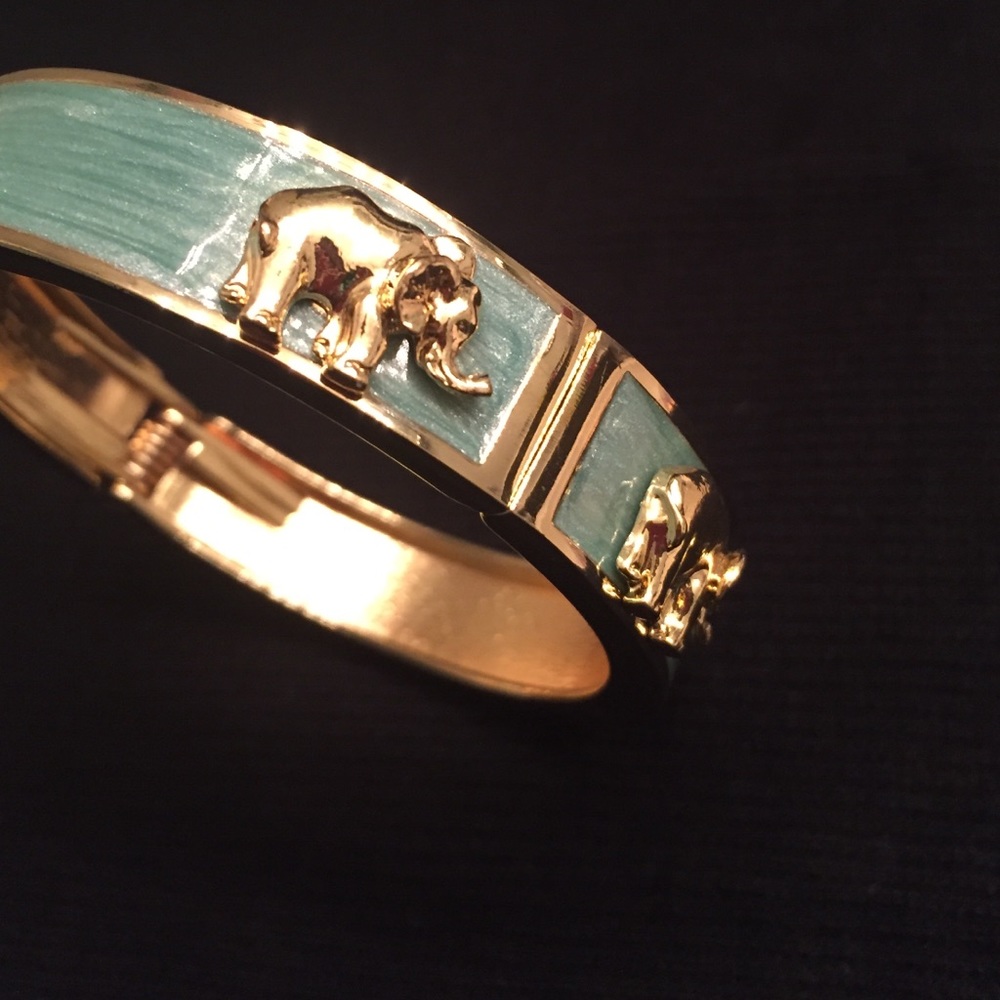 Enamel and gold plated elephant design bracelet