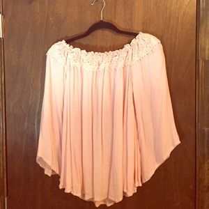 Over the shoulder pink tunic top