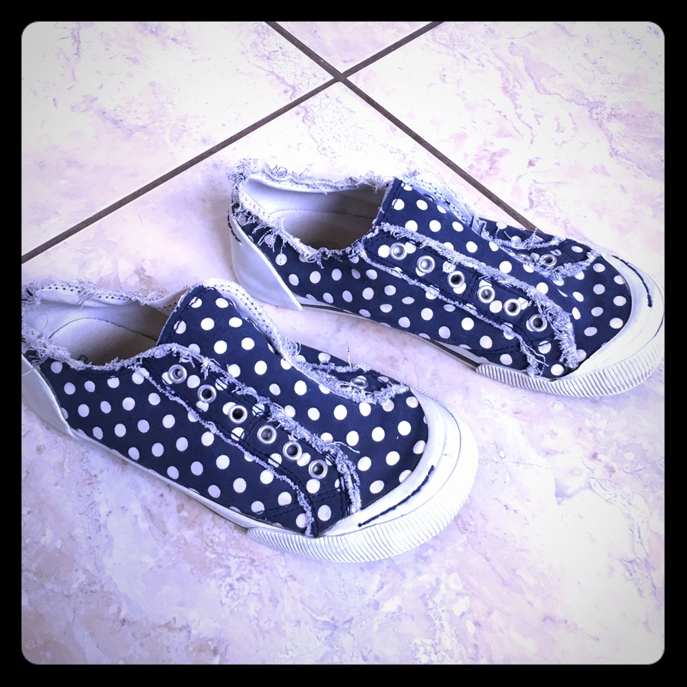Kids navy polka dot BAMBOO slipon sneakers
