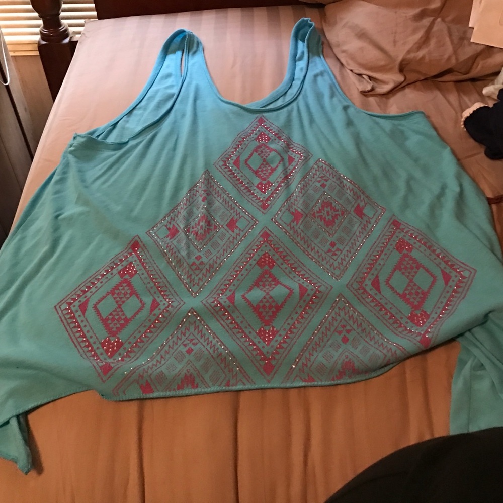 Baby blue, Aztec, tank top.