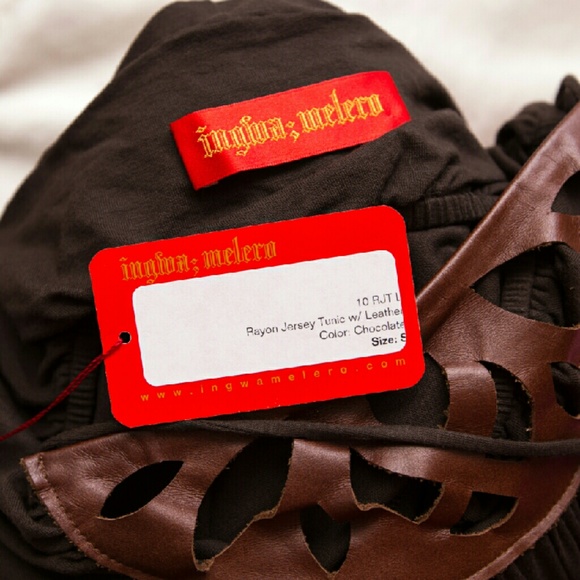 Ingwa Melero Rayon Jersey Leather Tunic Dress - Picture 4 of 4