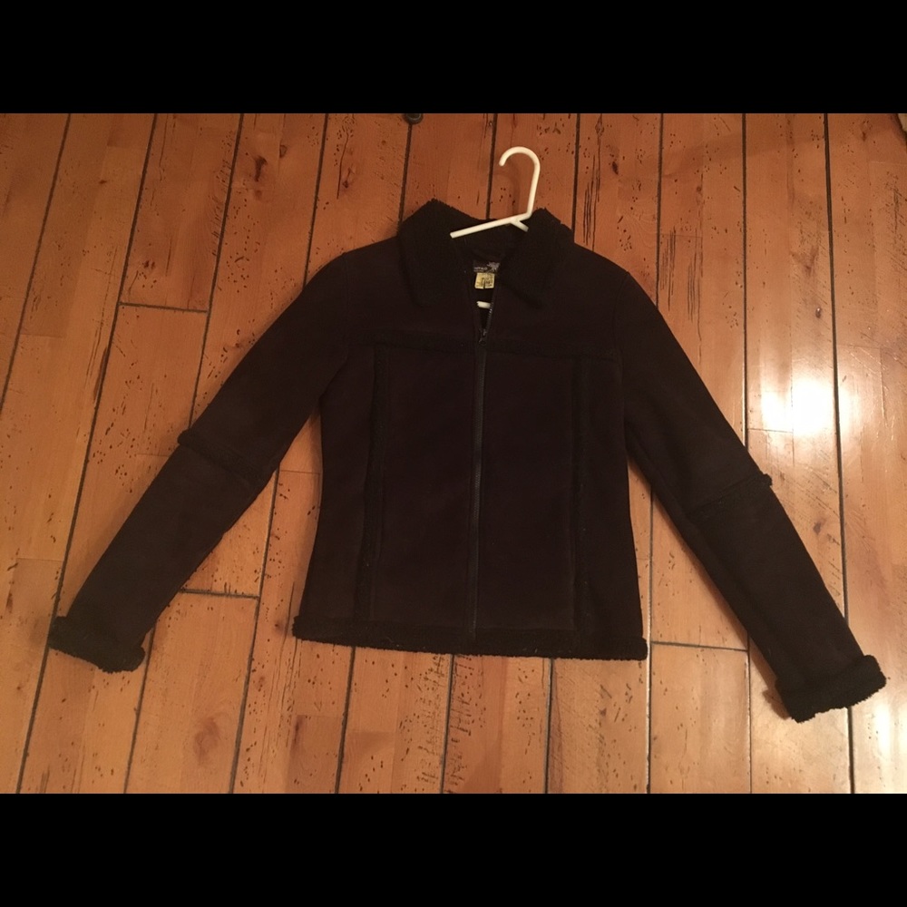 Women's Buffalo Black faux suede, fleece coat