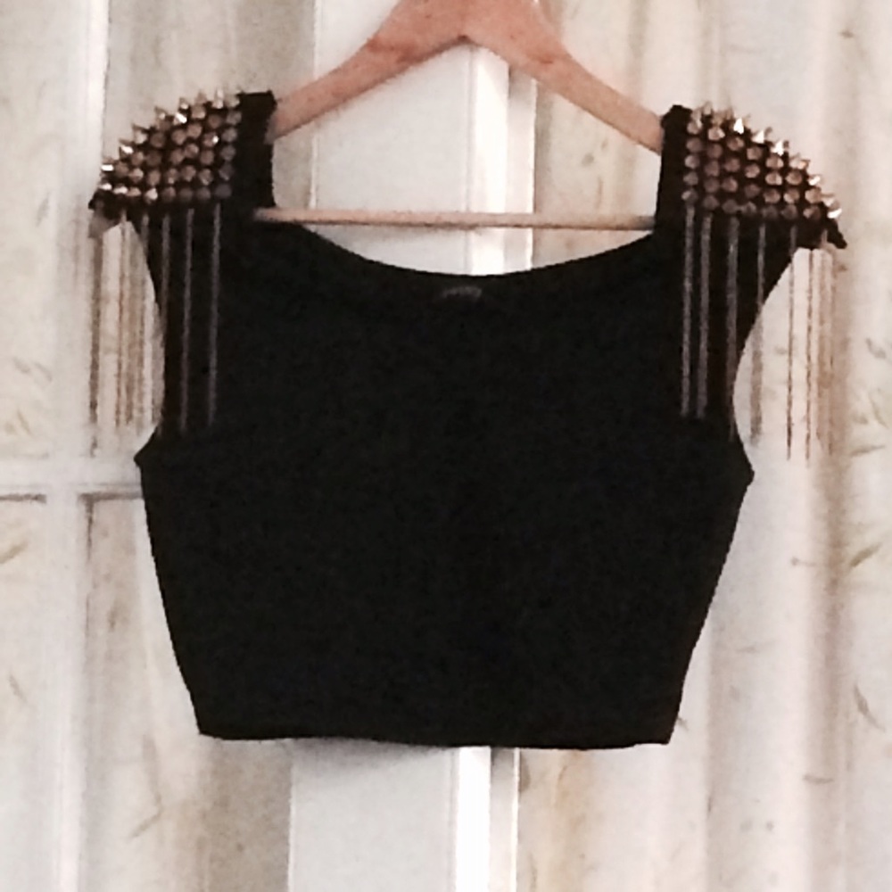Black spiky crop top