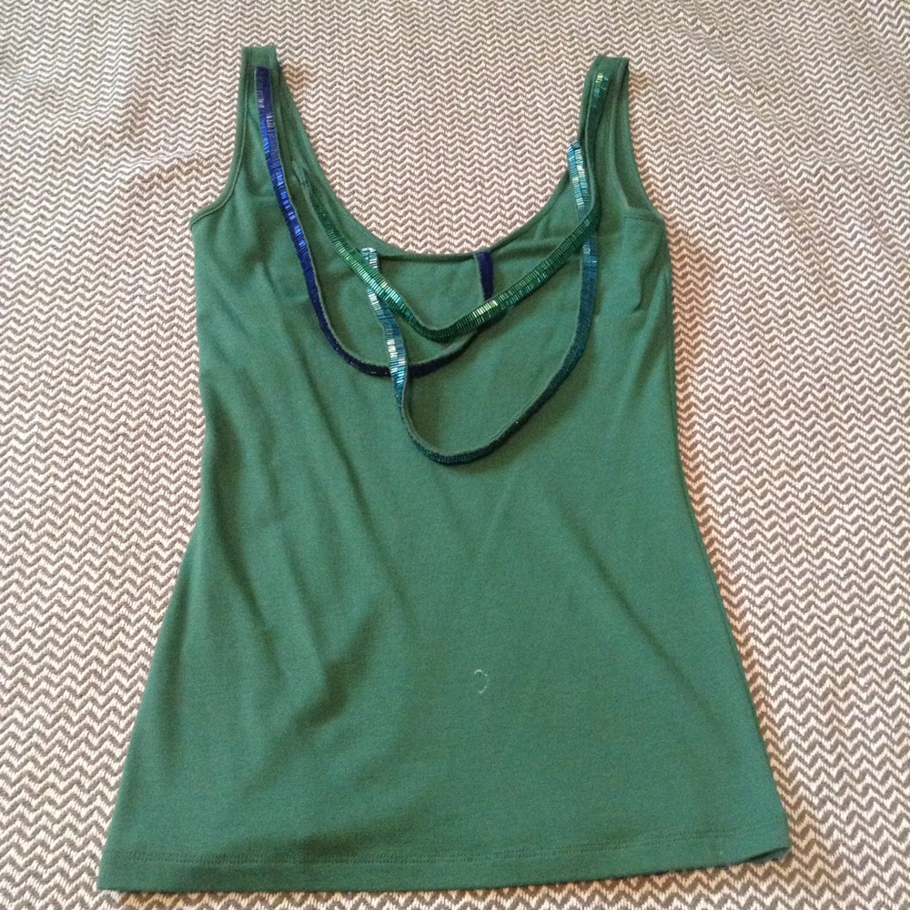 Green Top with Beaded Detail