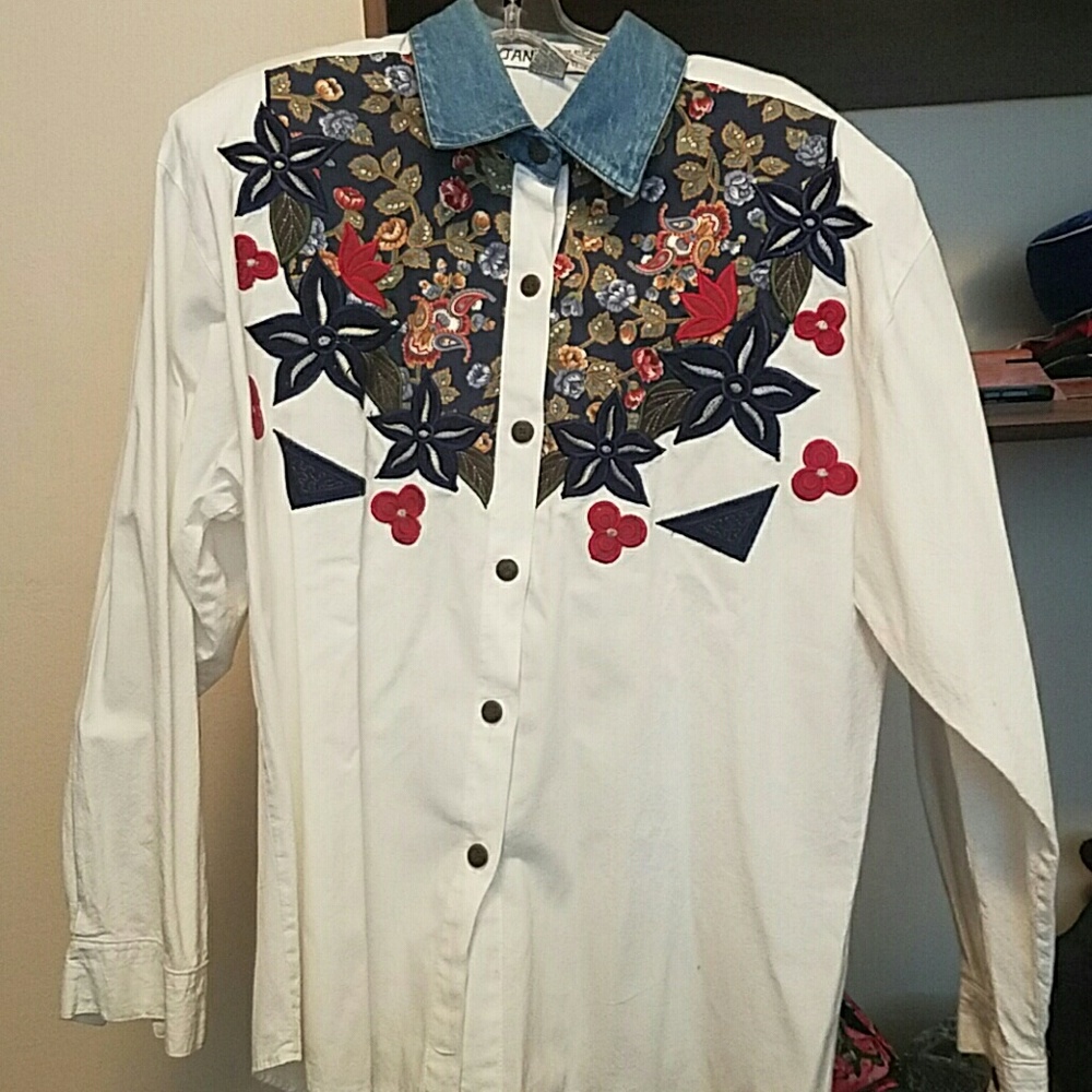 White Denim Blouse