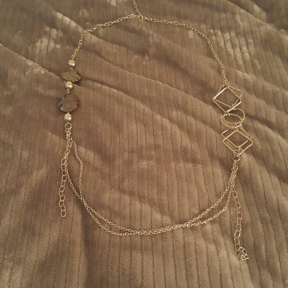 Trendy Silver/Brown Long Necklace