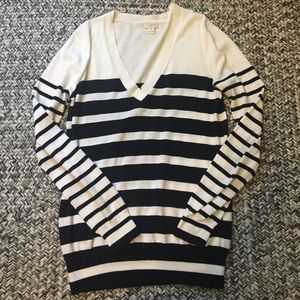 Striped V-Neck Pullover Sweater