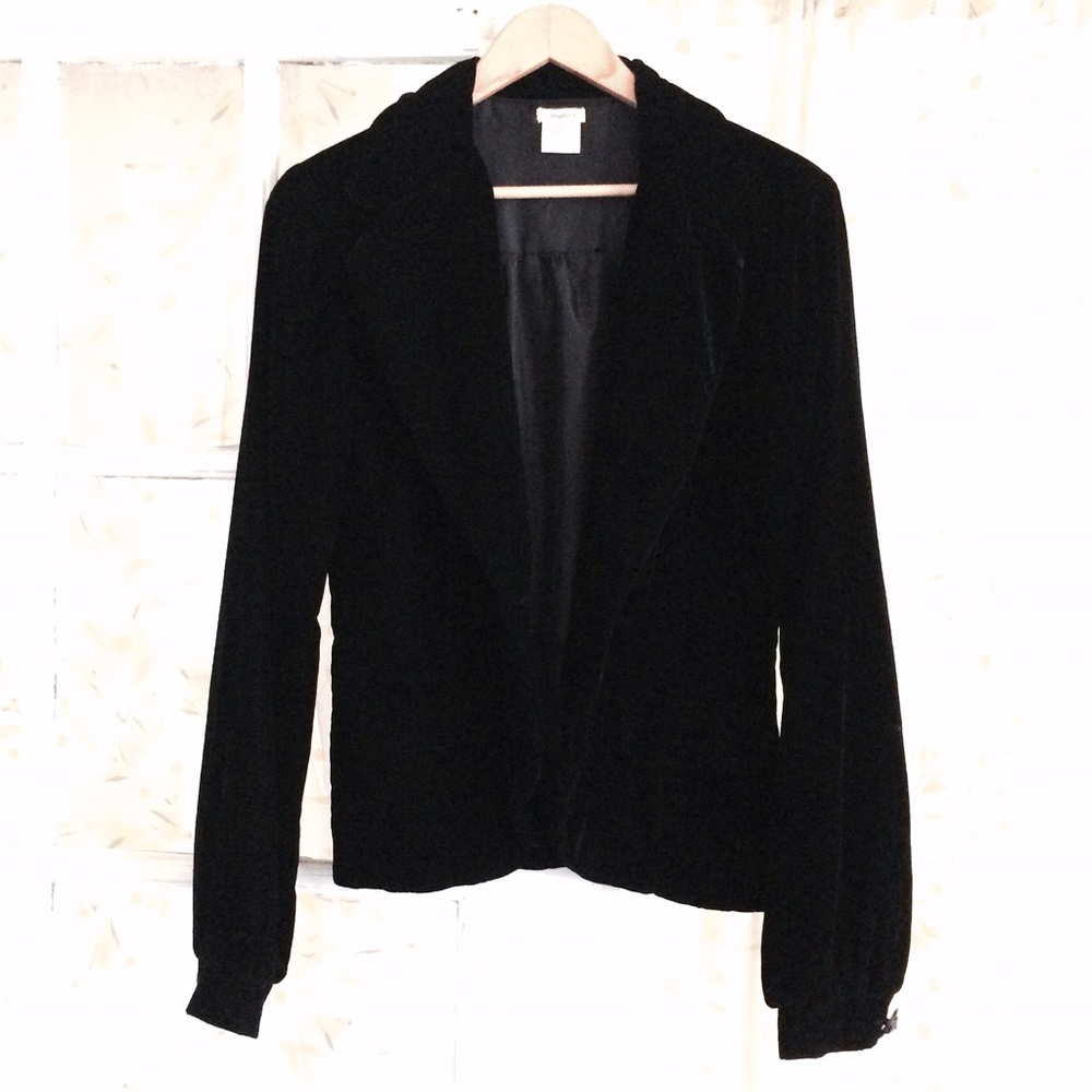 Velvet blazer - front button missing.