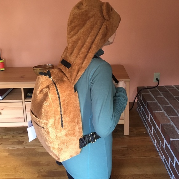Betsey Johnson Brown Hoodie Backpack.