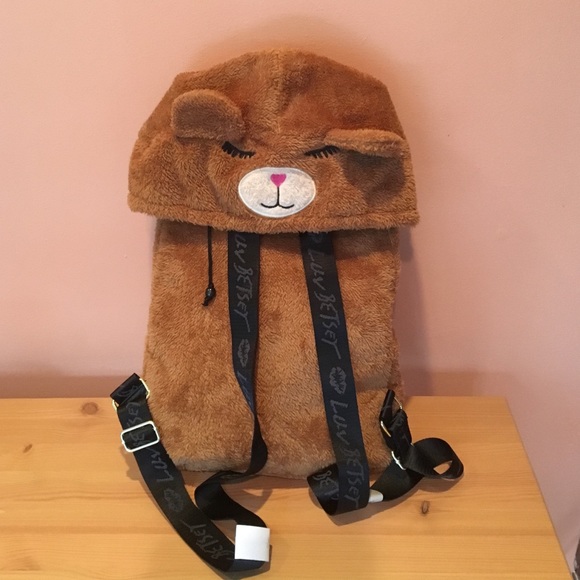 Betsey Johnson Brown Hoodie Backpack. main image 4