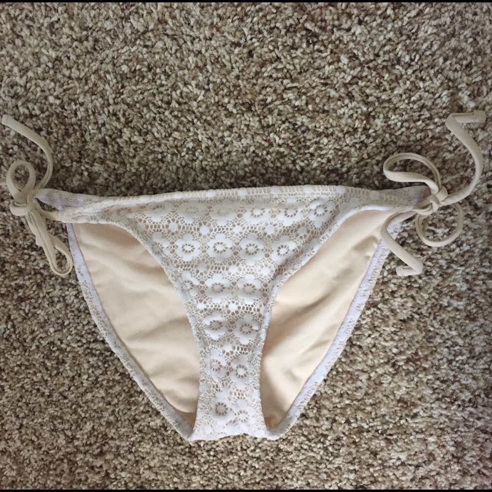 White lace string bikini bottoms
