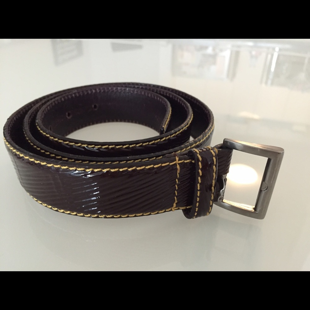 $395 Prada Patent Leather Burgundy Belt