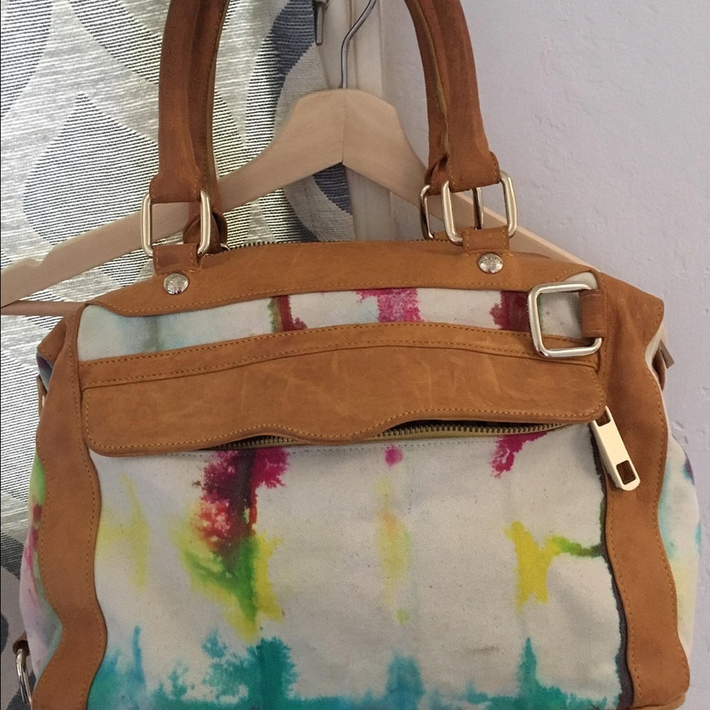 Tie die and leather handbag