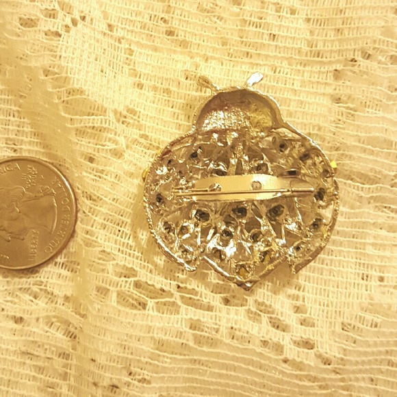 Silver tone Crystal Ladybug Brooch - Picture 2 of 2